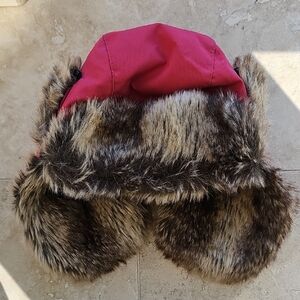 Polarn O. Pyret Kids Winter Trapper Hat Size 54 (6–9 Years) Pink Faux Fur